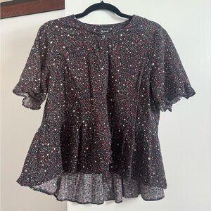 Star Print Madewell Black Blouse